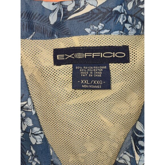 ExOfficio Mens Hawaiian Shirt XXL Blue Floral & Fish Pattern - Picture 5 of 9